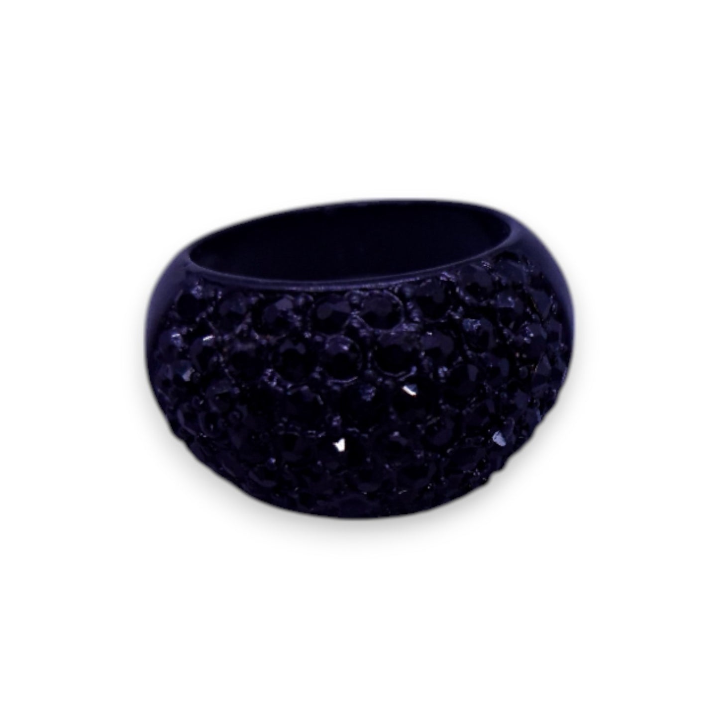 Metal Black Cubic Zirconia Statement Ring