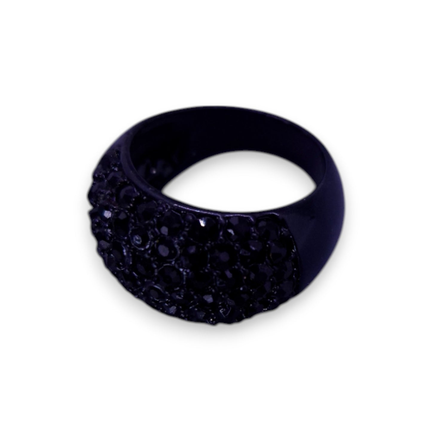 Metal Black Cubic Zirconia Statement Ring