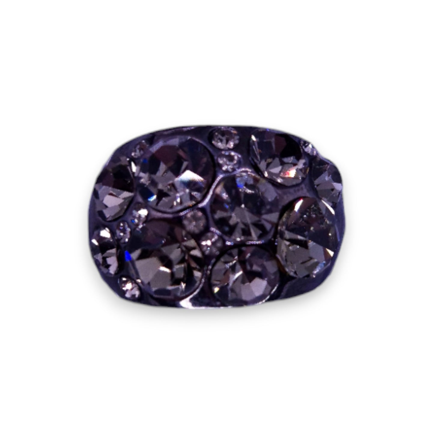 Metal Clear Stones Statement Ring