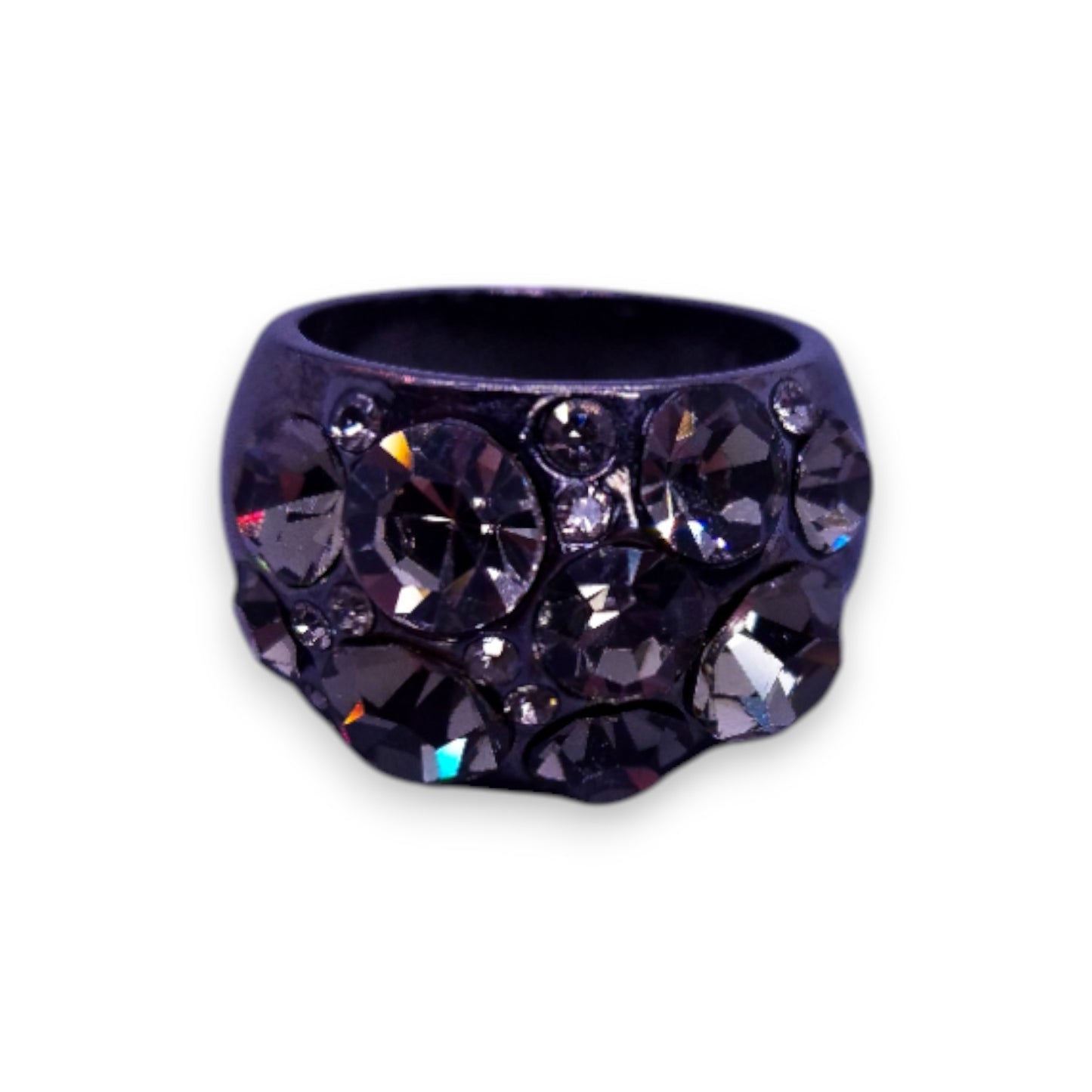 Metal Clear Stones Statement Ring