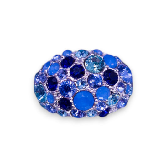 Silver Tone Blue Stones Statement Ring