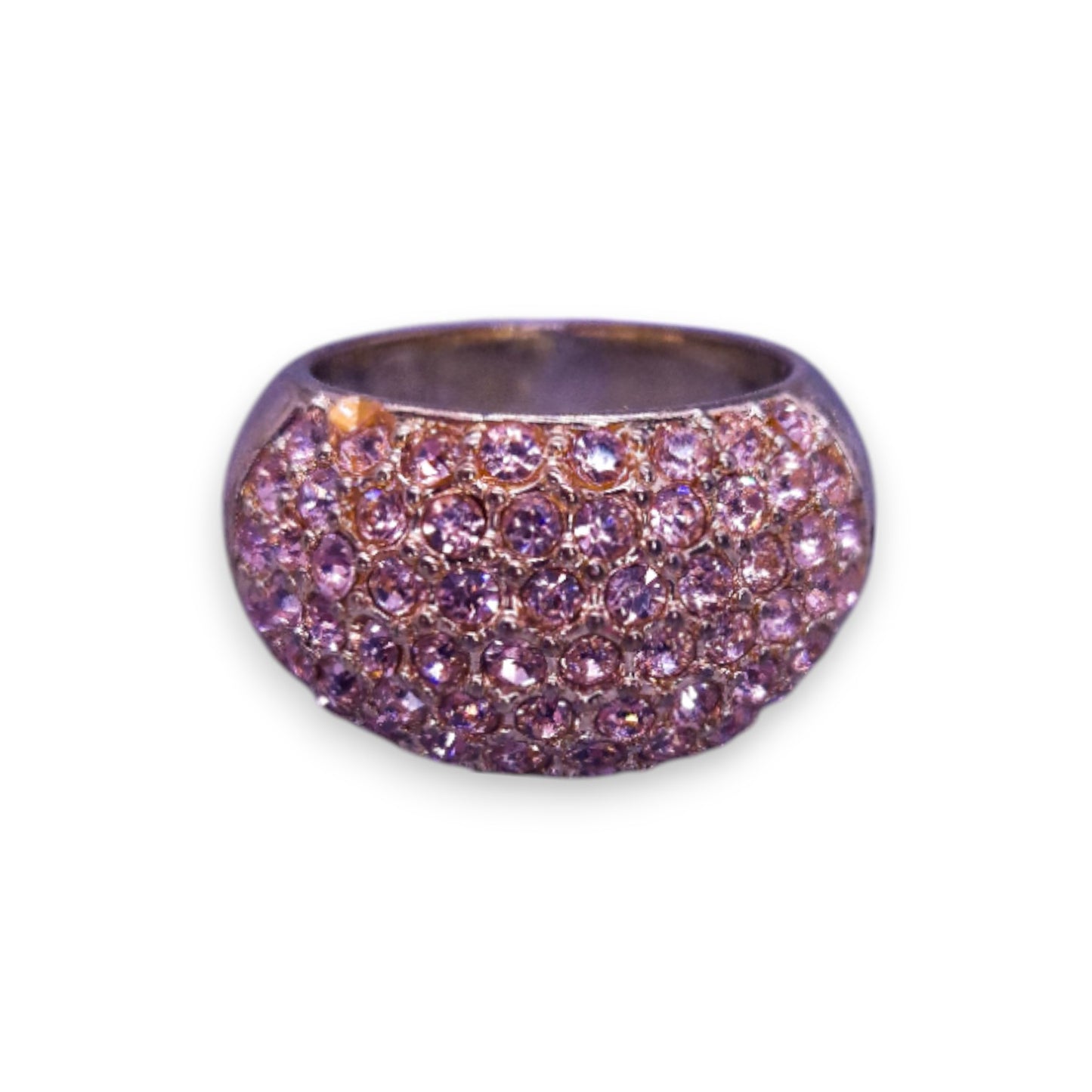 Gold Tone Pink Cubic Zirconia Statement Ring