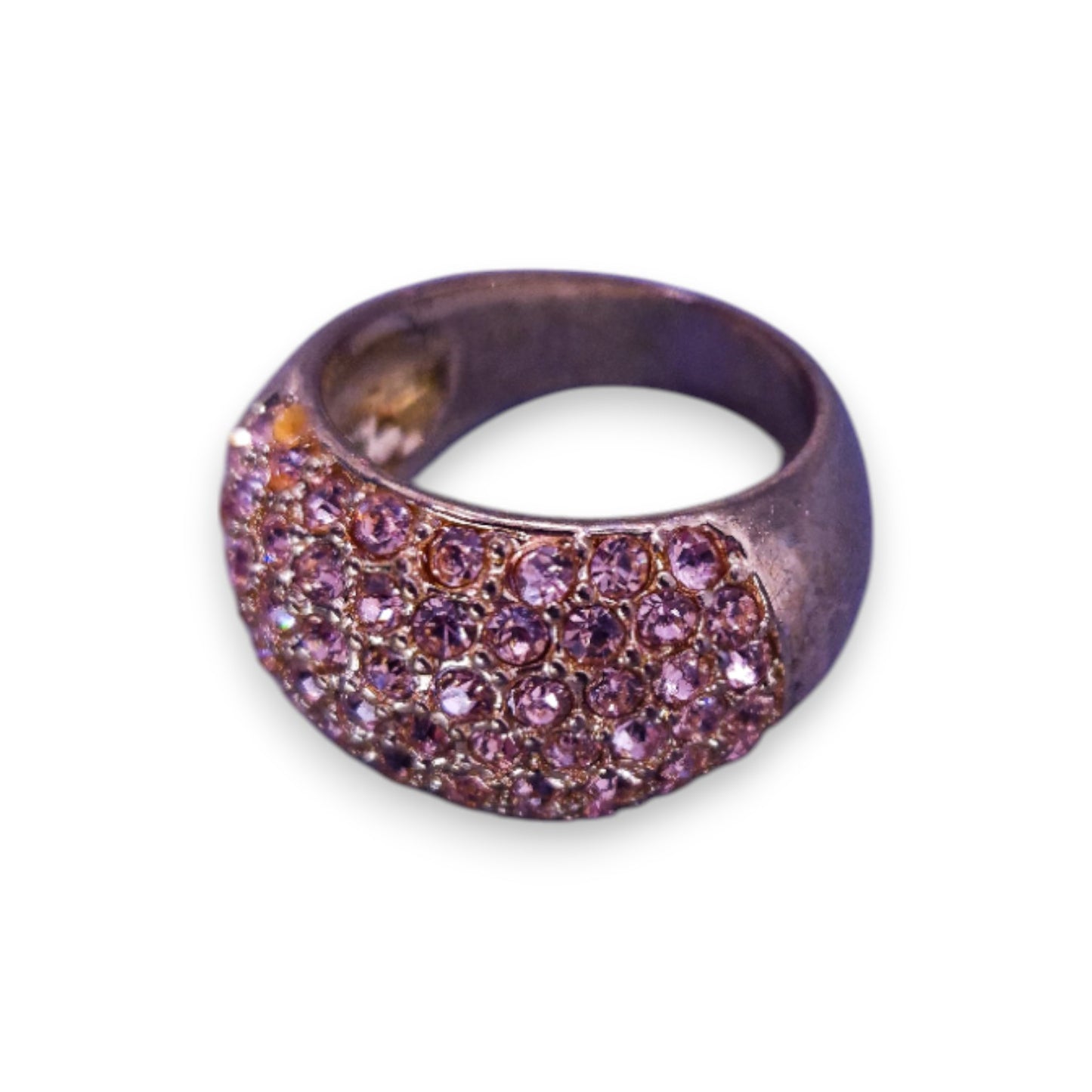 Gold Tone Pink Cubic Zirconia Statement Ring