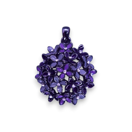 Metal Cubic Zirconia Enamelled Nature Inspired Flowers Pendant