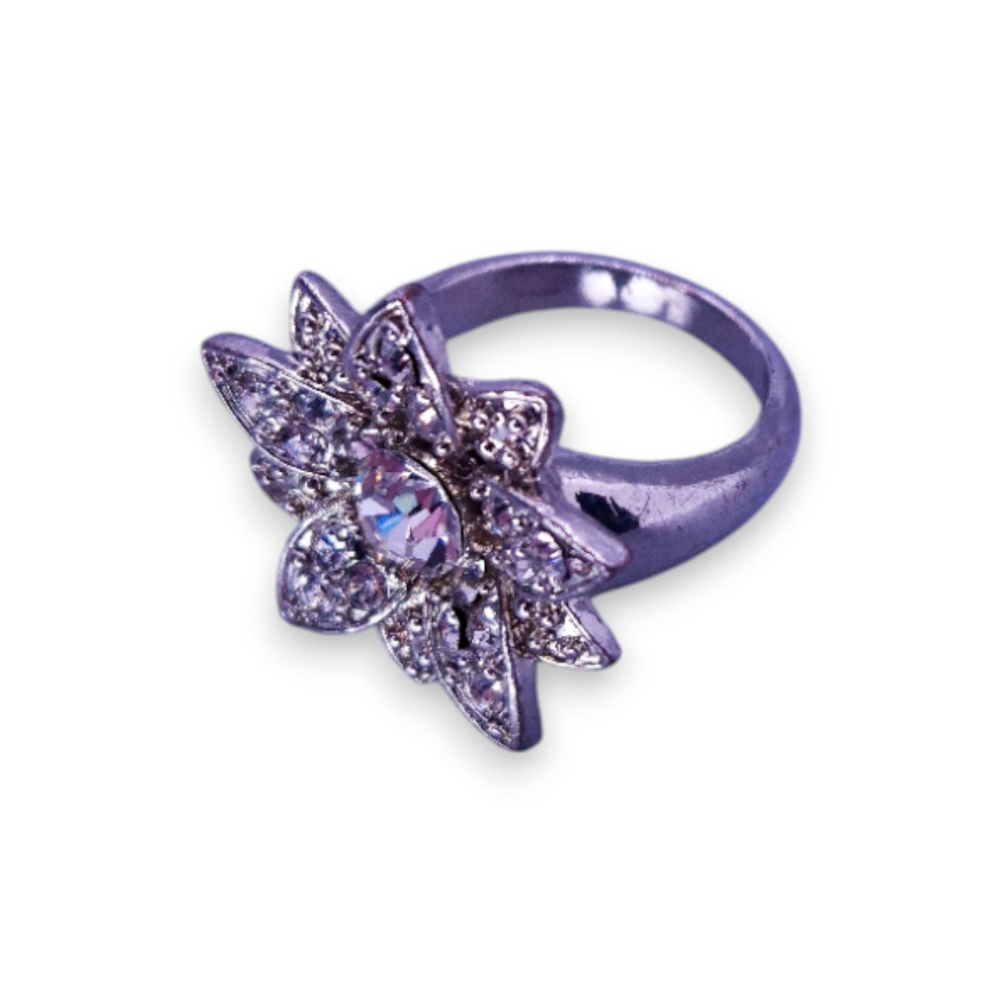 Silver Tone Clear Cubic Zirconia Statement Ring