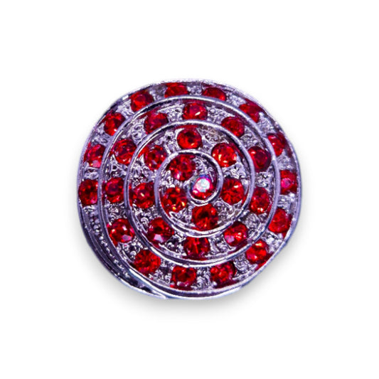 Silver Tone Red Stones Statement Ring