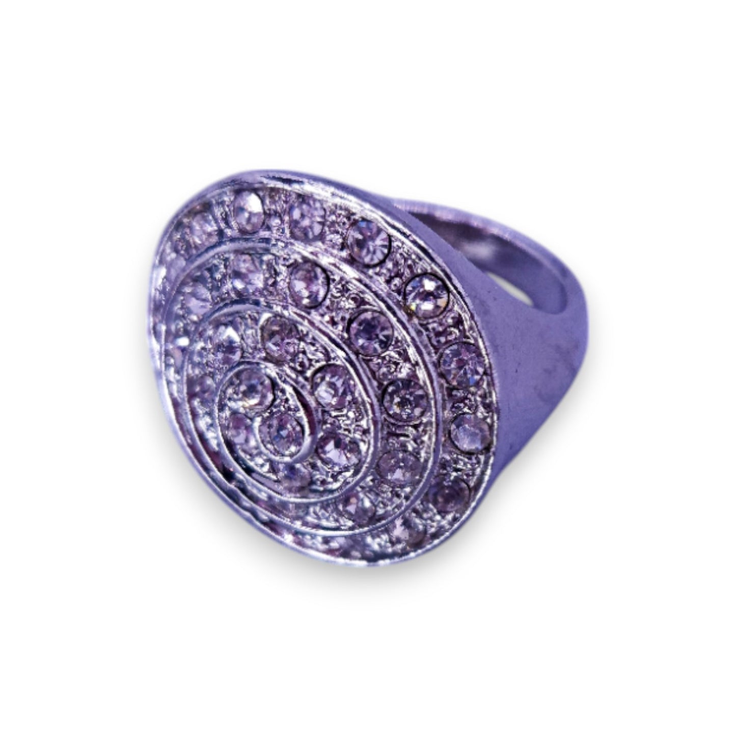 Silver Tone Clear Stones Statement Ring