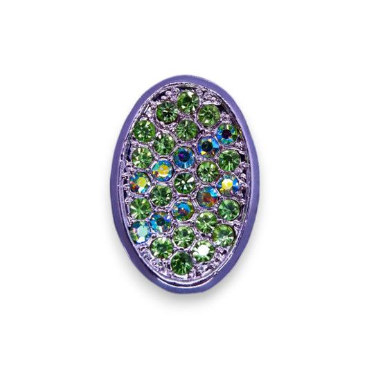 Silver Tone Green Stones Statement Ring
