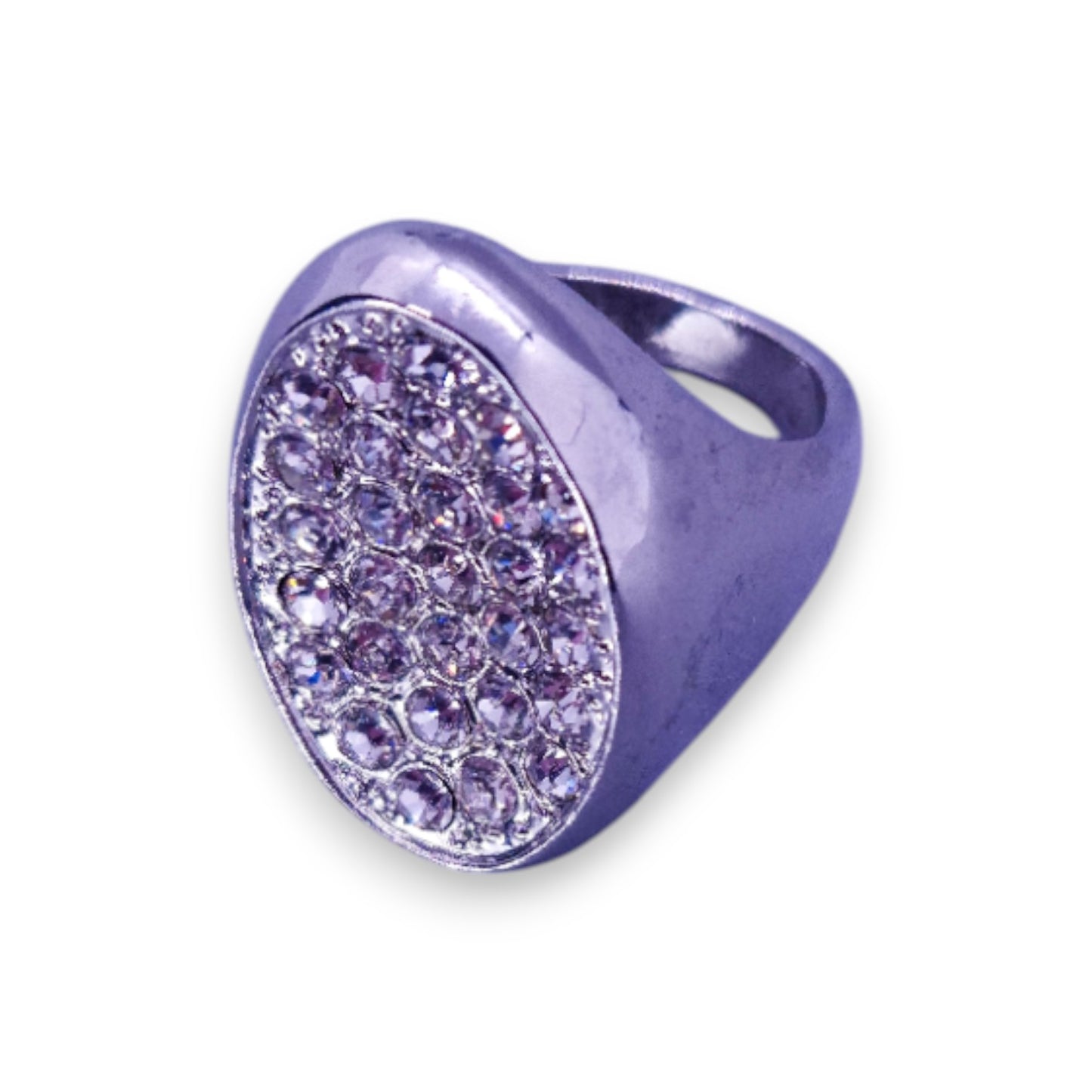 Silver Tone Clear Stones Statement Ring
