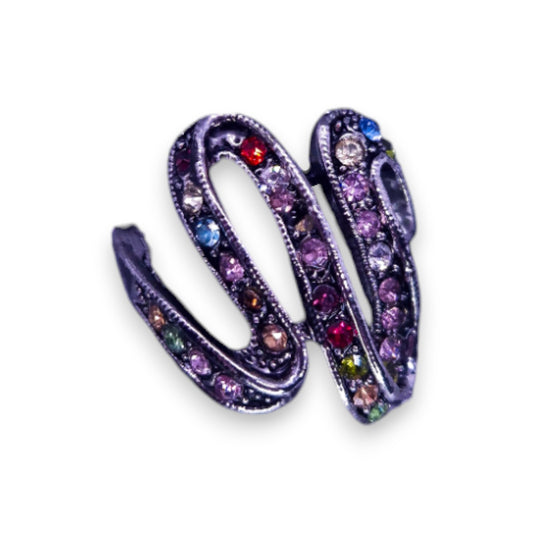 Silver Tone Multi Colour Stones Statement Ring