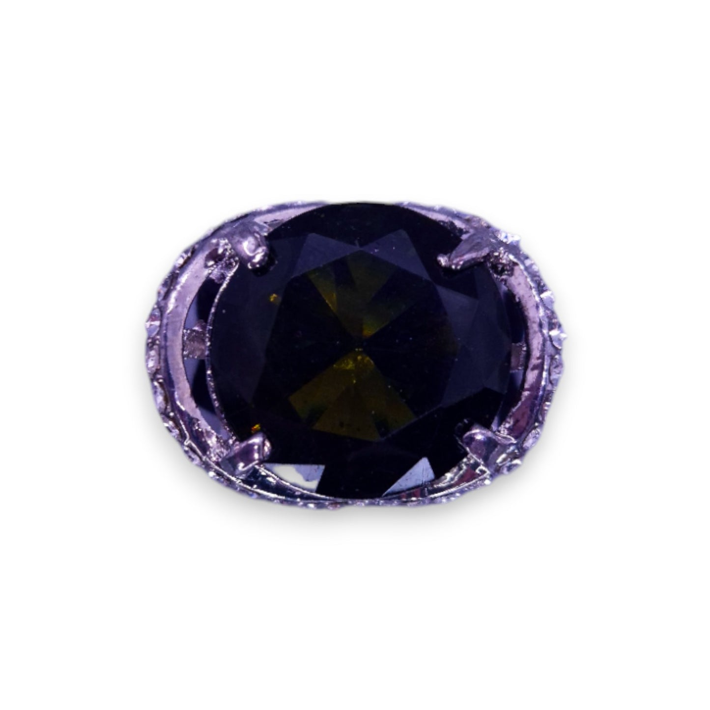 Silver Tone Green Stone Statement Ring