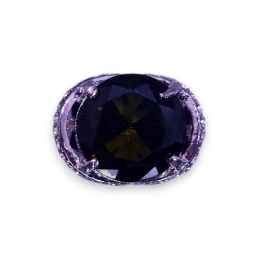 Silver Tone Green Stone Statement Ring