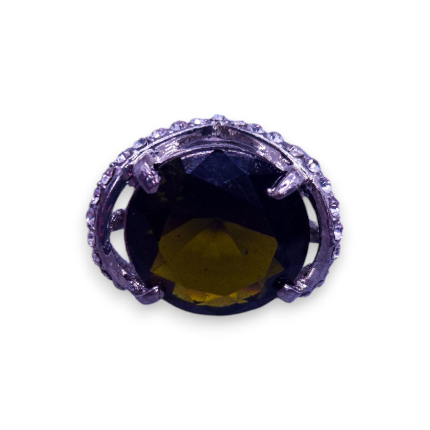 Silver Tone Green Stone Statement Ring