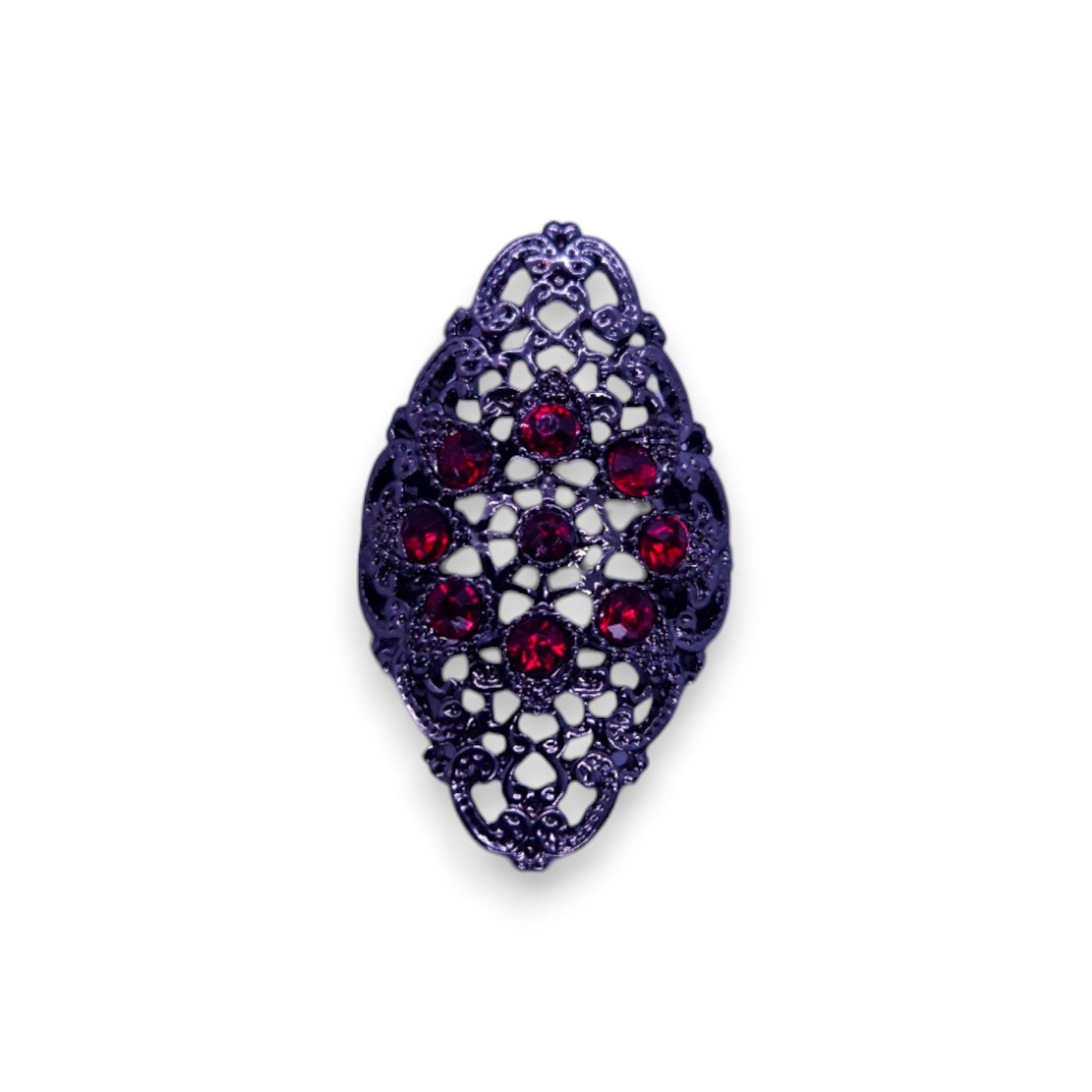 Metal Red Stones Statement Ring
