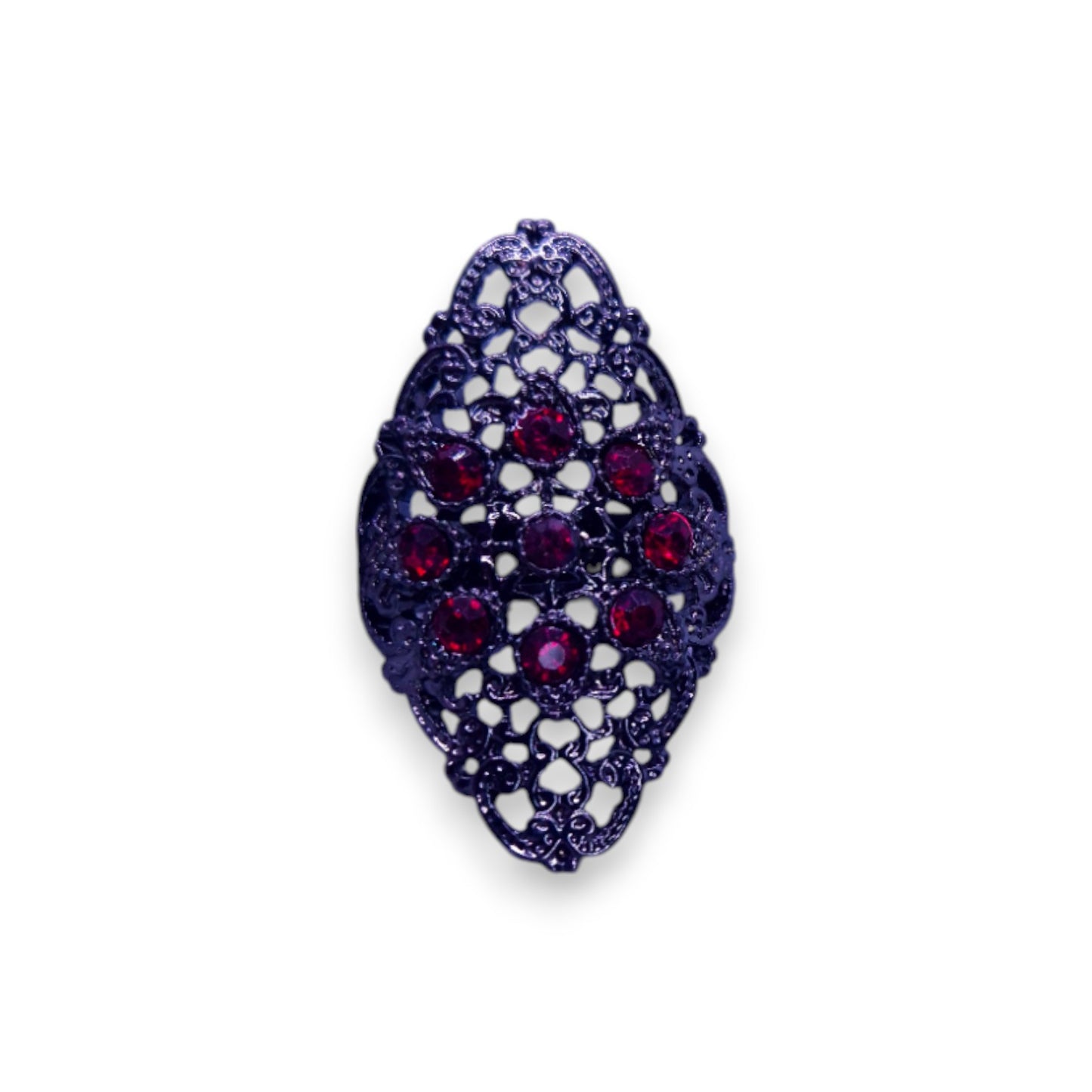 Metal Red Stones Statement Ring