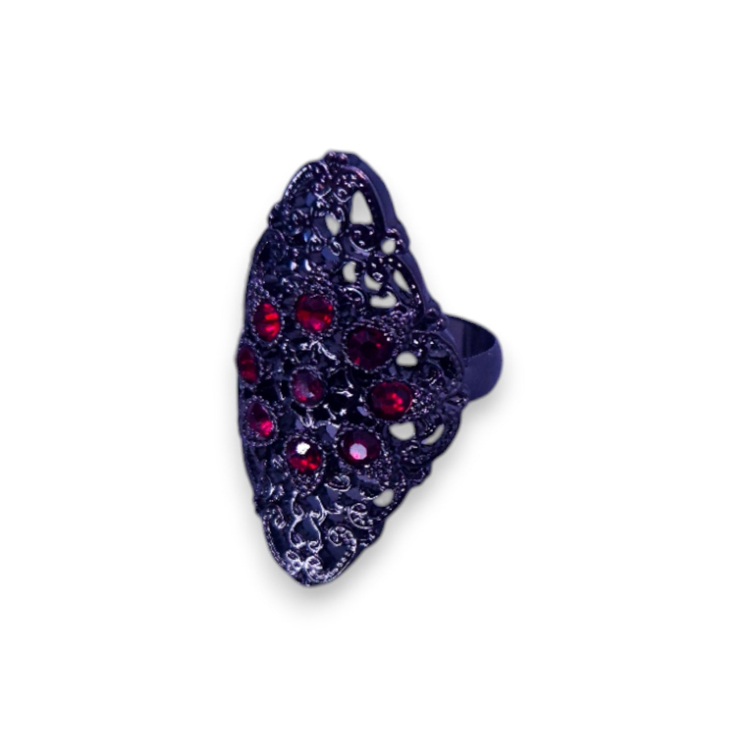 Metal Red Stones Statement Ring