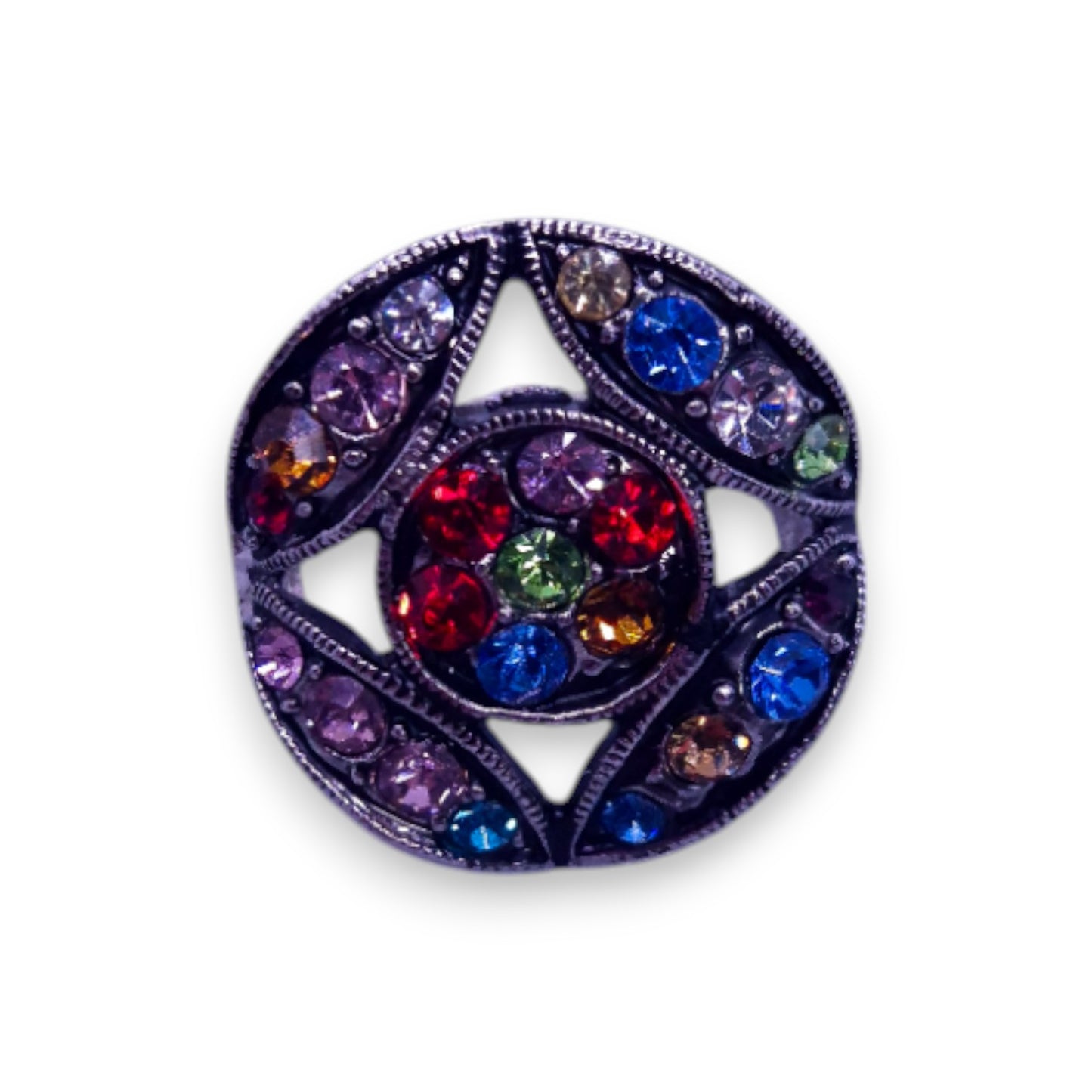 Silver Tone Multi Stones Statement Ring