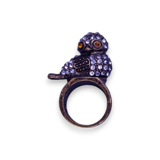 Gold Tone Clear & Orange Cubic Zirconia Nature Inspired Ring