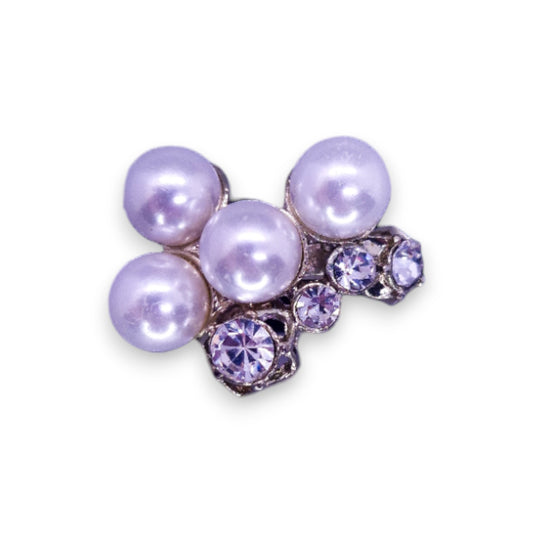 Silver Tone Faux Pearls & Clear Stones Classic Ring