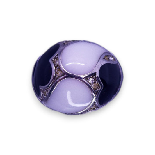 Silver Tone Enamelled Classic Ring