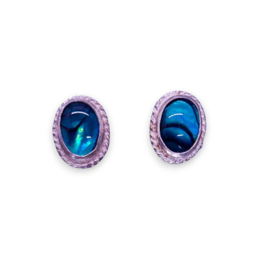 Sterling Silver Paua Shell Vintage Earrings