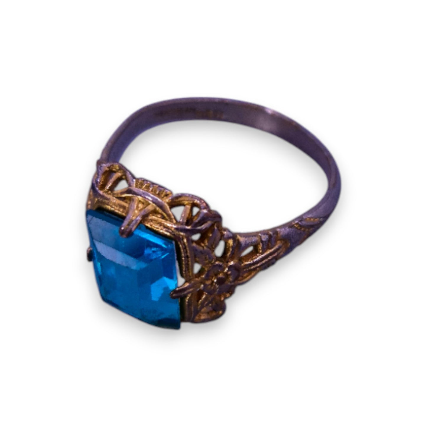 Gold Tone Blue Stone Vintage Ring