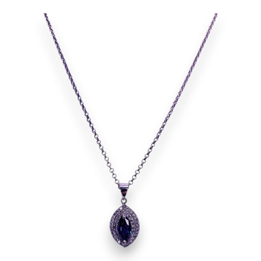 Sterling Silver, Amethyst, & Cubic Zirconia Classic Necklace