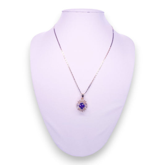 18ct Gold Plated Purple & White Cubic Zirconia Classic Necklace