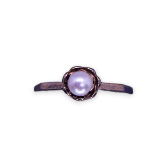 Silver Tone Pearl Classic Ring