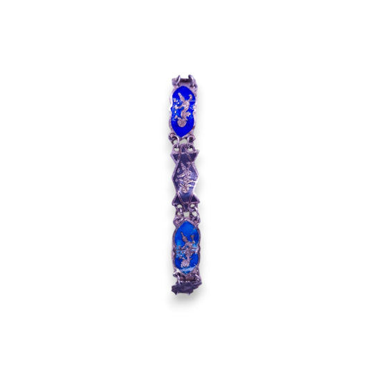 Silver Enamelled Vintage Bracelet Siam Panel