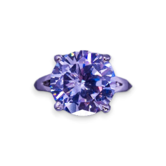 Silver Tone Clear Cubic Zirconia Classic Ring
