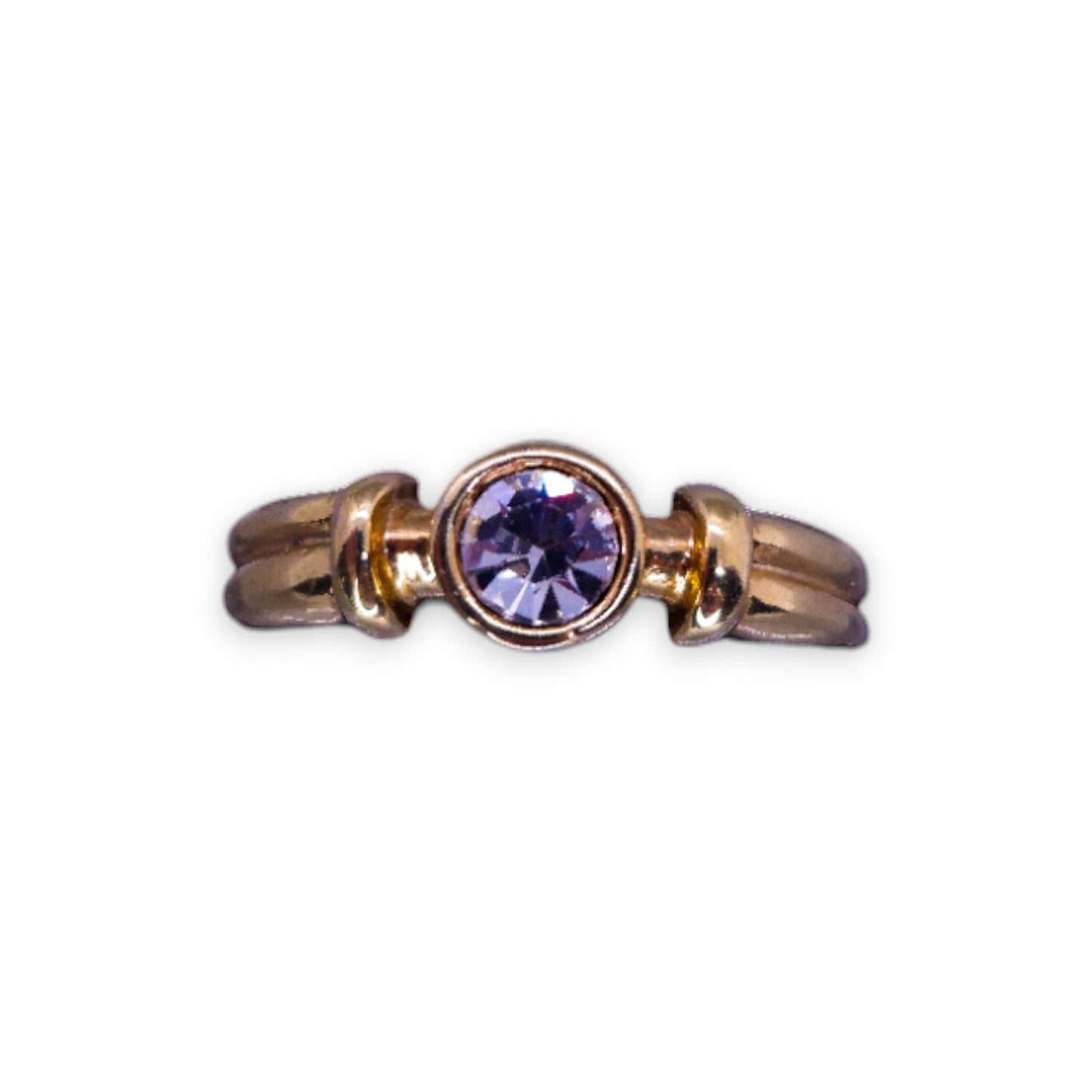 Gold Tone Cubic Zirconia Classic Ring