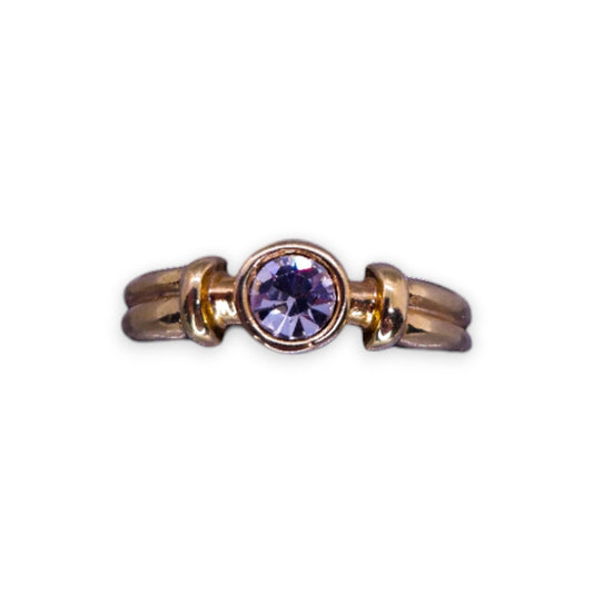 Gold Tone Cubic Zirconia Classic Ring