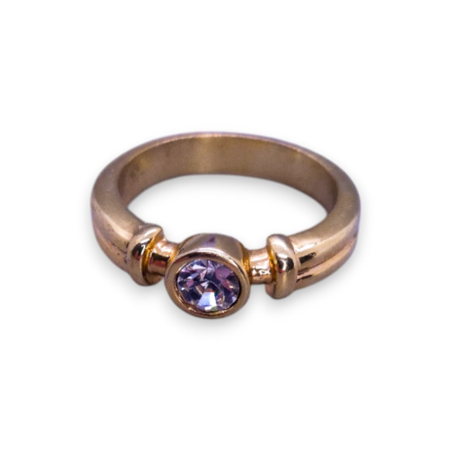 Gold Tone Cubic Zirconia Classic Ring
