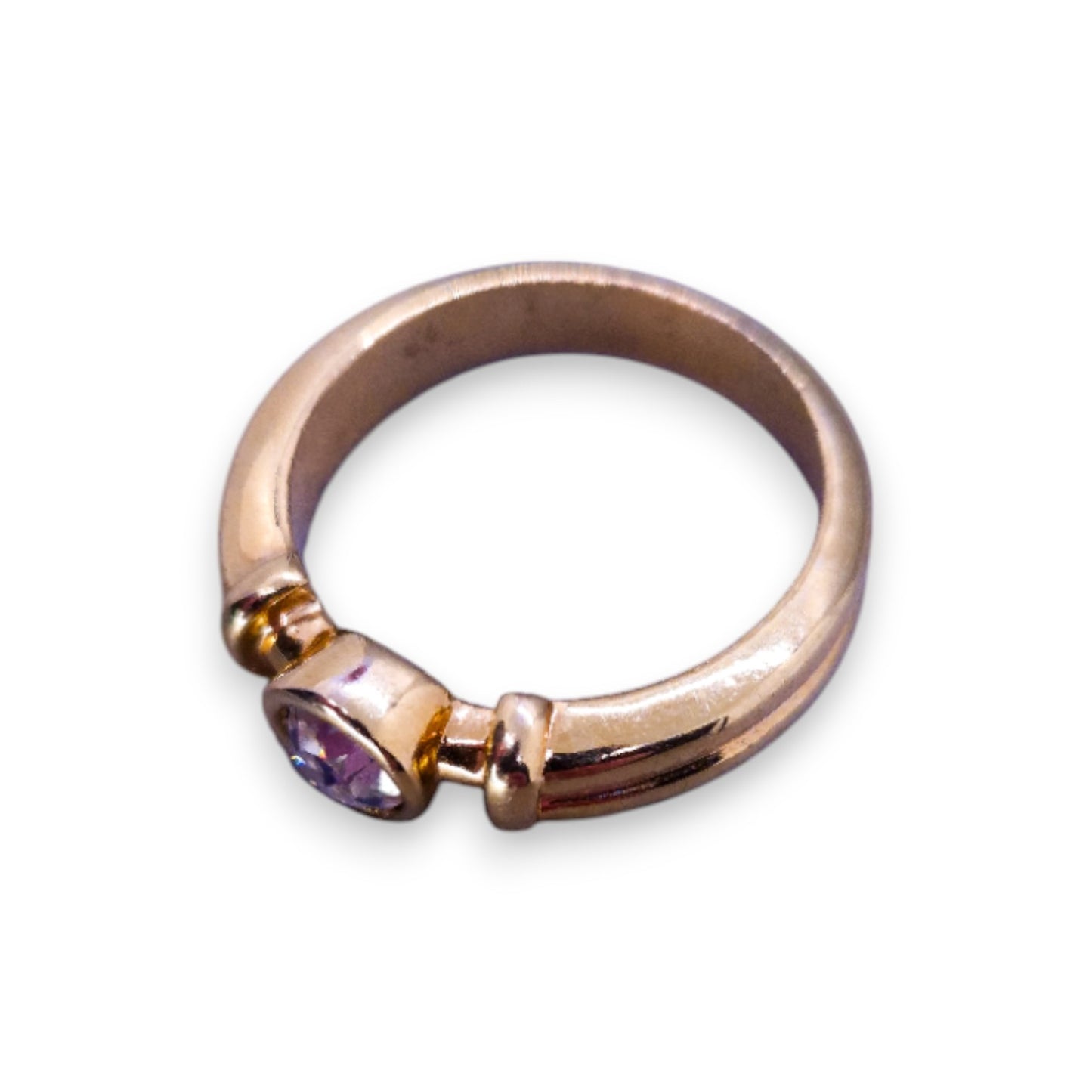 Gold Tone Cubic Zirconia Classic Ring