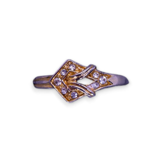 Gold Tone Cubic Zirconia Classic Ring