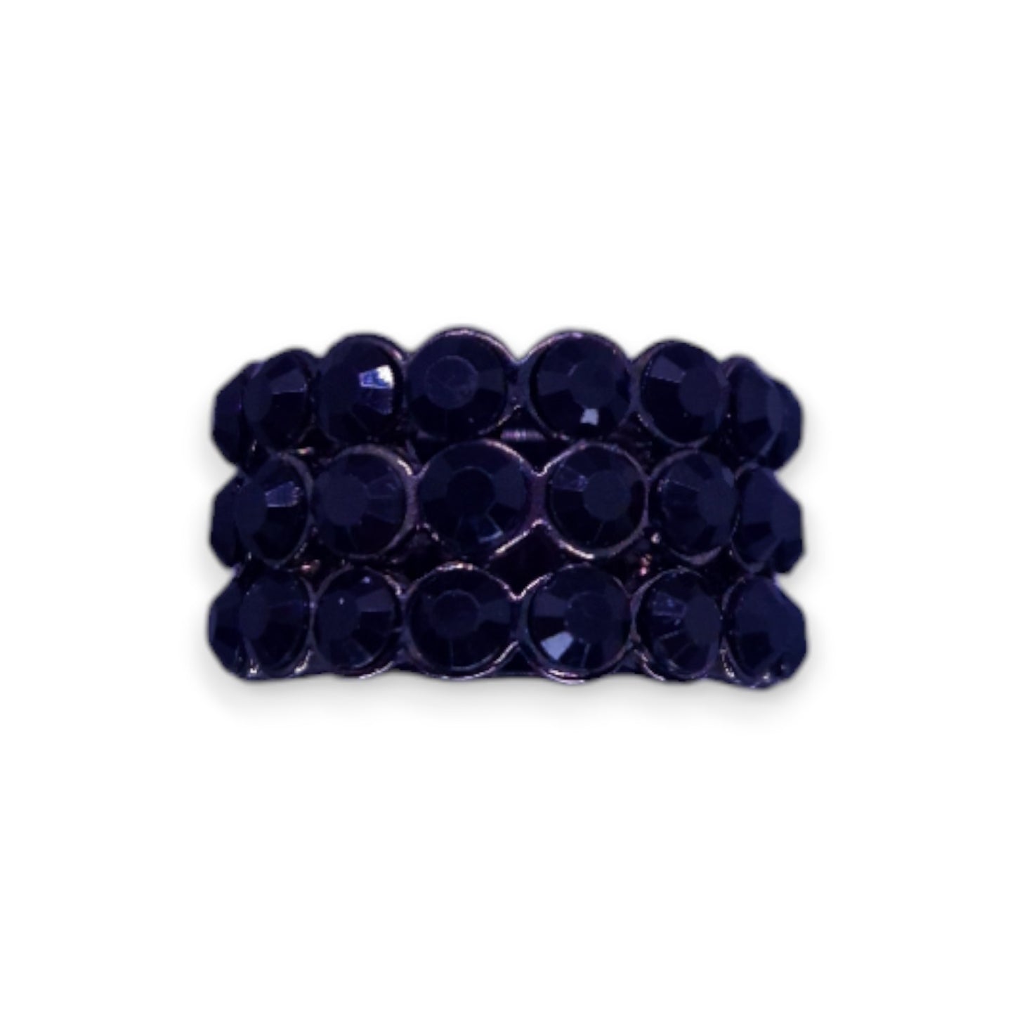 Metal Black Stones Statement Ring