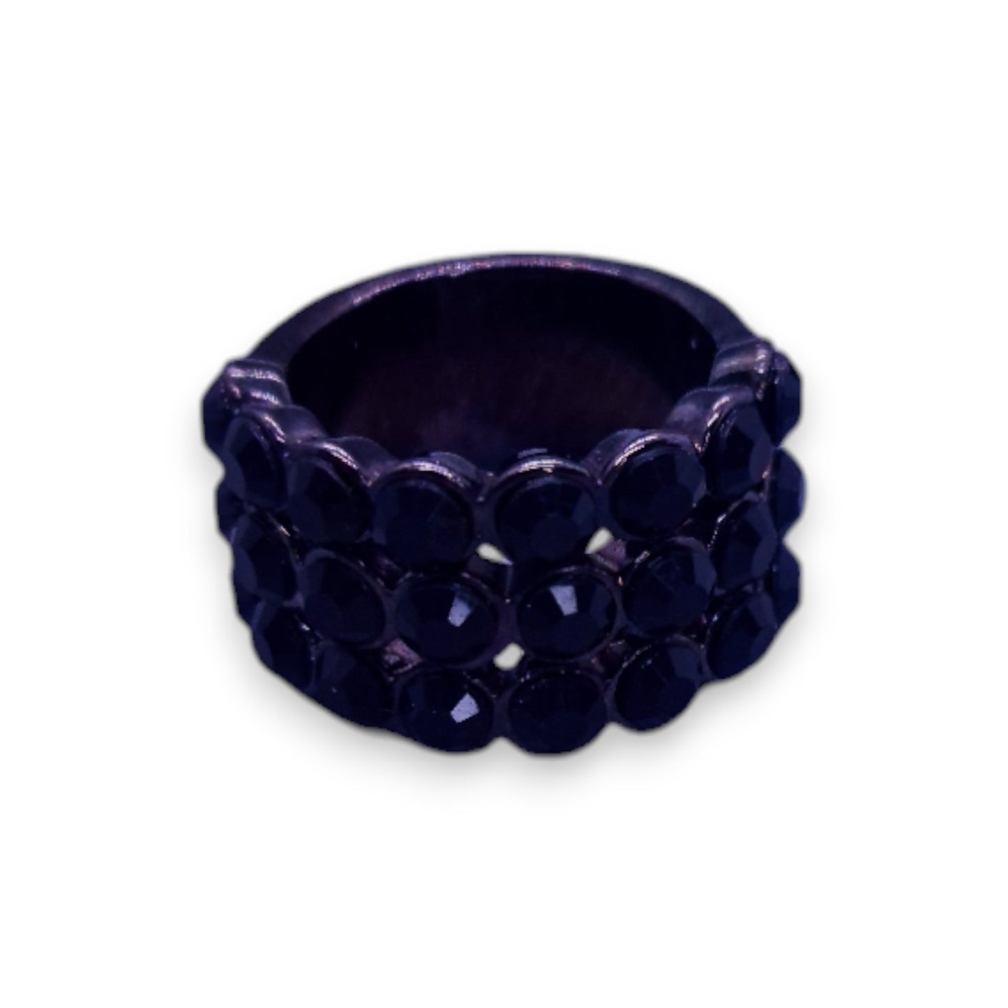 Metal Black Stones Statement Ring
