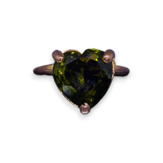 Gold Tone Green Cubic Zirconia Romantic Ring