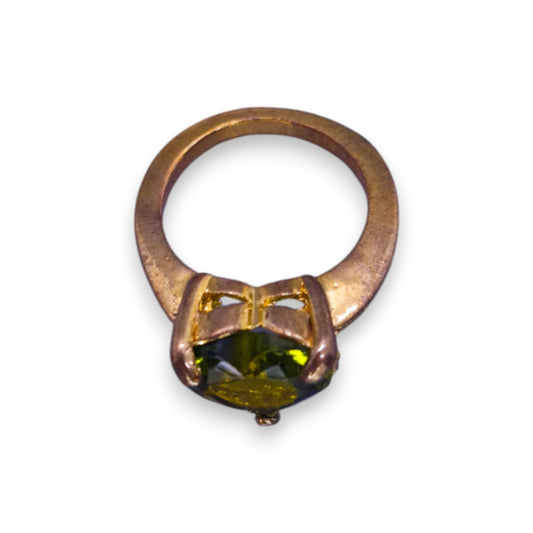 Gold Tone Green Cubic Zirconia Romantic Ring