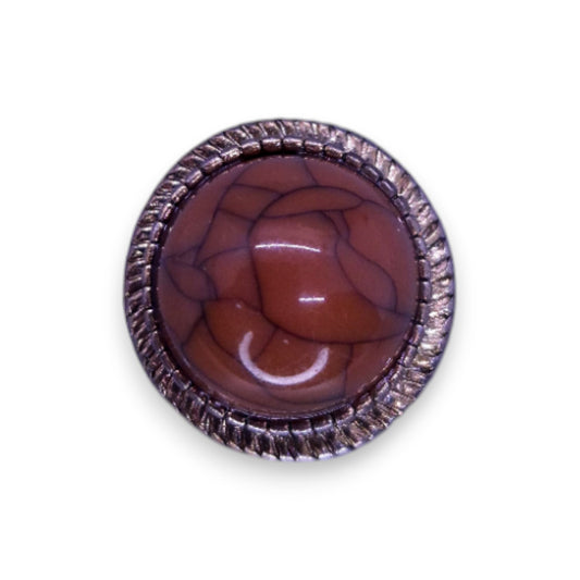 Gold Tone Brown Howlite Statement Ring