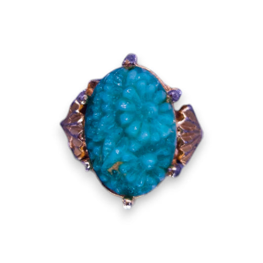 Gold Tone Green Stone Nature Inspired Ring