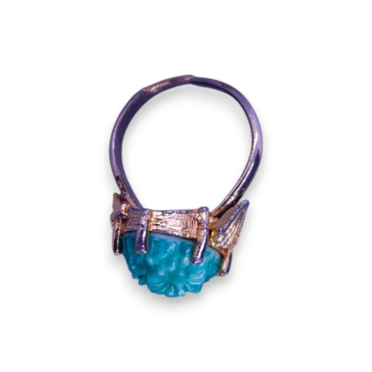 Gold Tone Green Stone Nature Inspired Ring