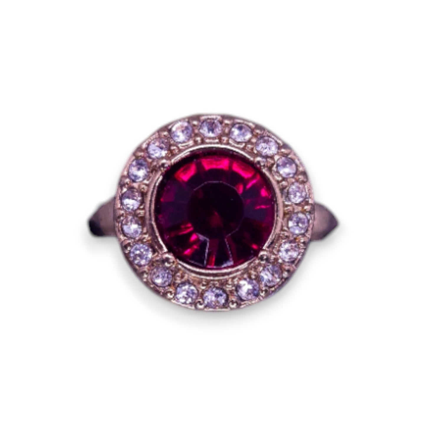 Gold Tone Red & Clear Cubic Zirconia Classic Ring