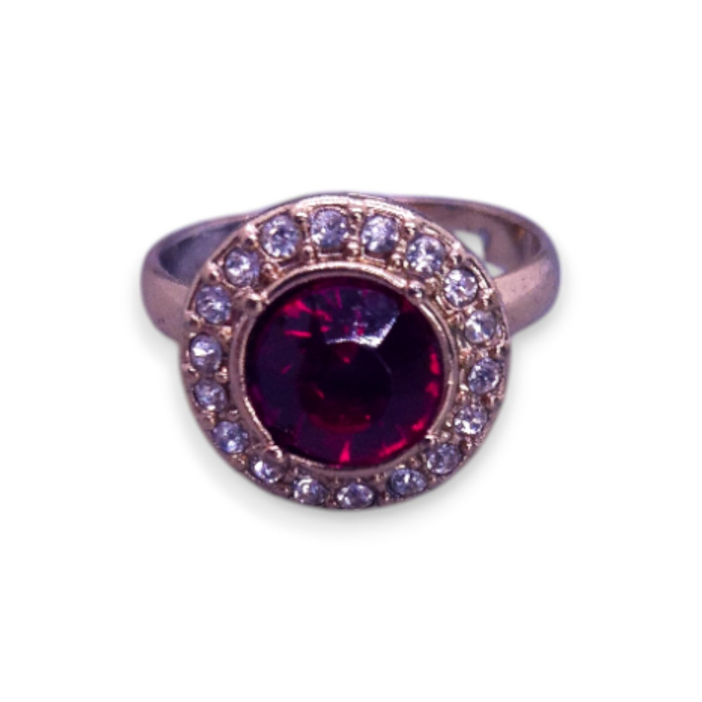 Gold Tone Red & Clear Cubic Zirconia Classic Ring