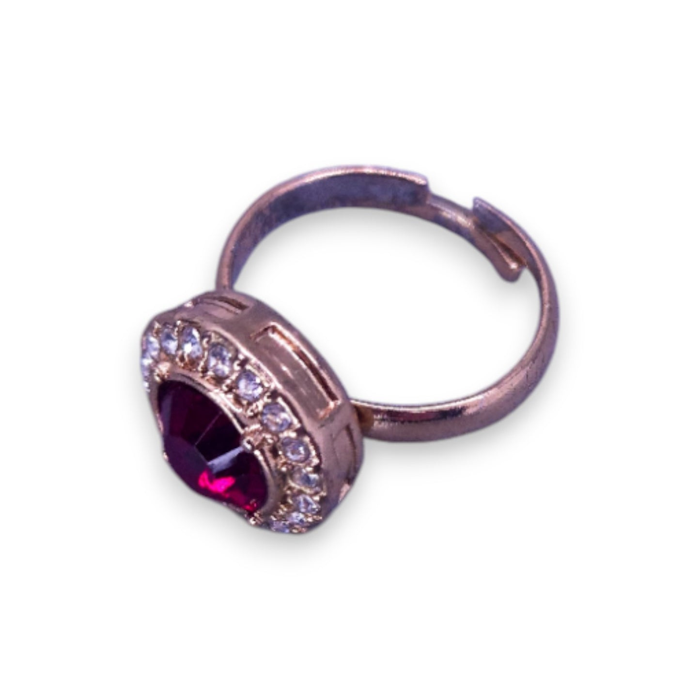 Gold Tone Red & Clear Cubic Zirconia Classic Ring