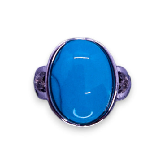 Silver Tone Turquoise Classic Ring