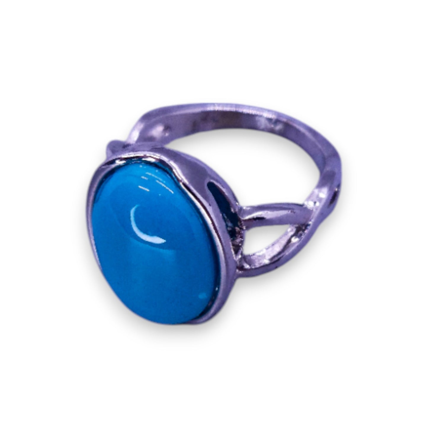 Silver Tone Turquoise Classic Ring
