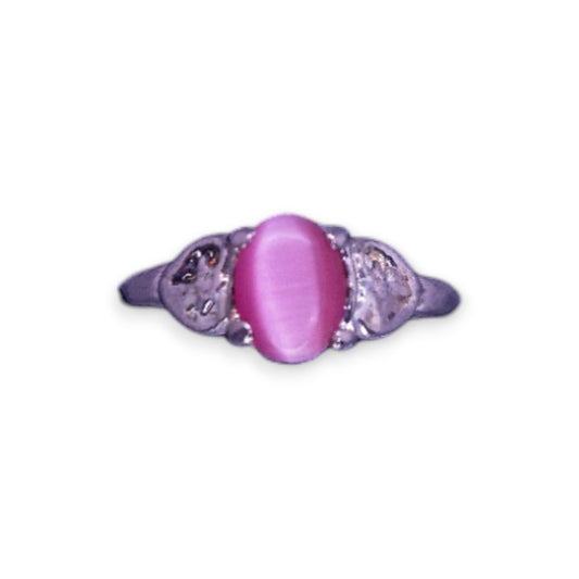 Silver Tone Pink Stone Classic Ring