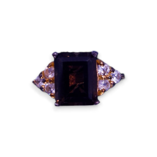 Gold Tone Brown & Clear Cubic Zirconia Vintage Ring